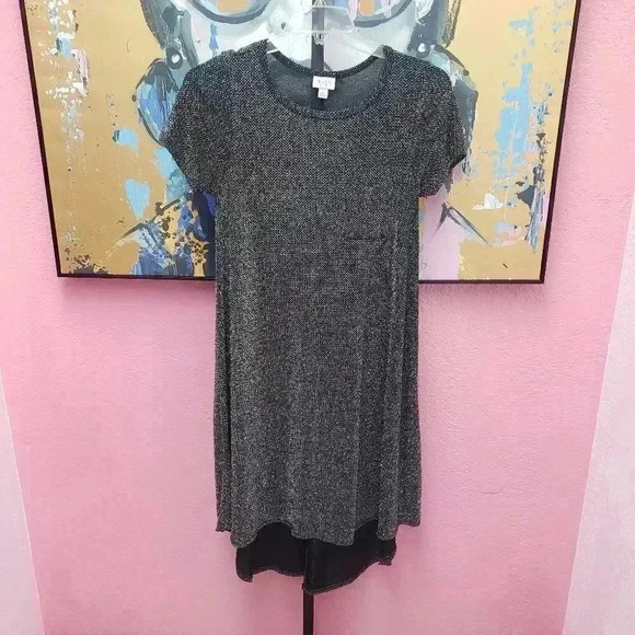 LuLaRoe Elegant Carly Black with Silver Metallic Thread - Picture 1 of 7